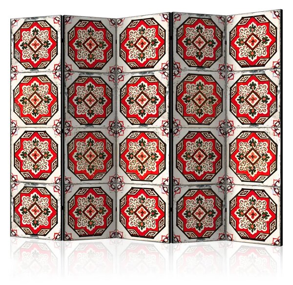 Paravento design Danza delle linee rosse II - modello etnico in stile Zen