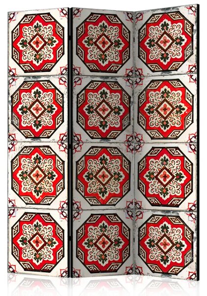 Paravento separè Danza delle linee rosse - modello orientale in stile Zen