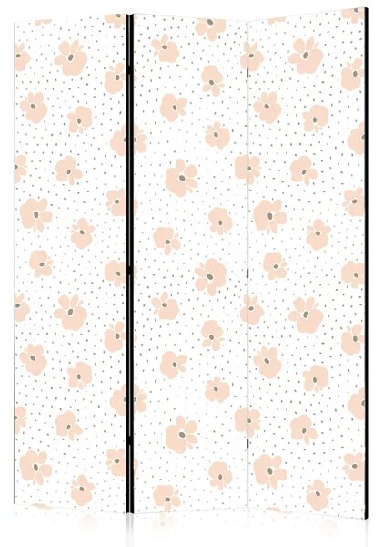 Paravento design Fiorellini per bambini - sfondo chiaro con petali rosa