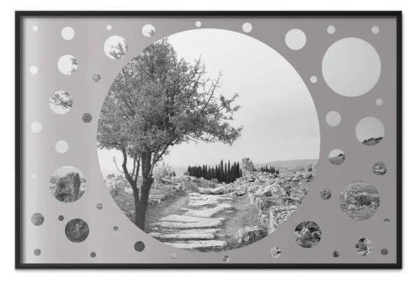 Poster: Hierapolis - paesaggio di alberi in bianco e nero