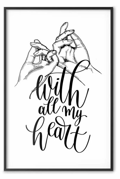 Poster: Con tutto il mio cuore - mani che si tengono e scritte in inglese