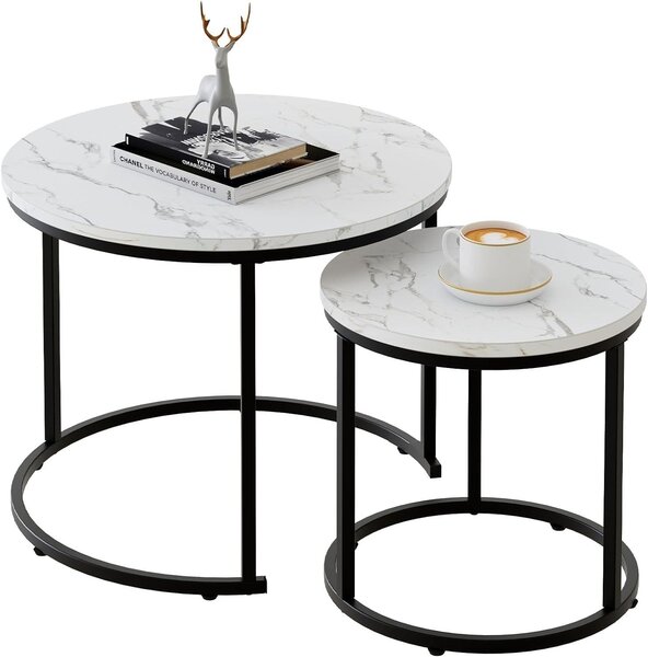 Set di 2 tavolini rotondi dal design elegante