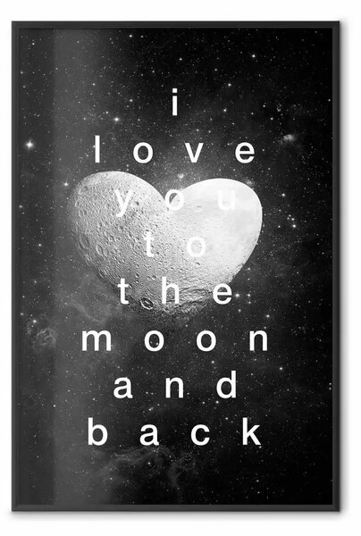 Poster: Cuore lunare - scritte in inglese su sfondo spaziale