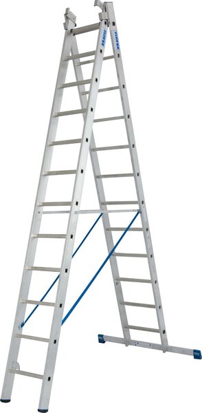 Scala a pioli multiuso STABILO, con rotelle a muro, 3x12 pioli, 133700
