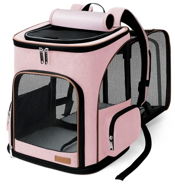 Zaino espandibile per gatti e cani, color rosa