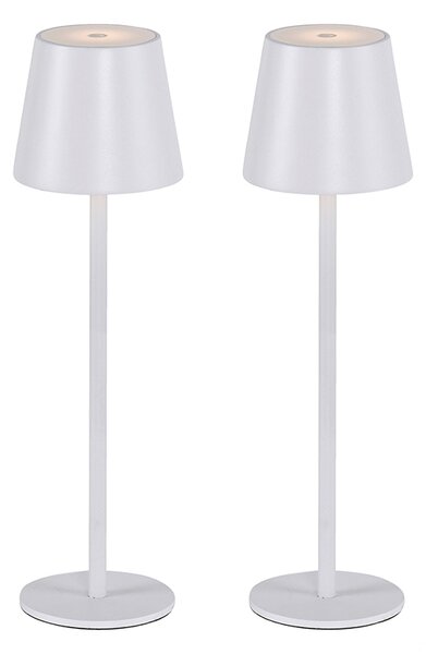 JUST LIGHT Lampada da tavolo a LED con batteria ricaricabile, set da 2, orientabile verso l'alto e verso il basso, USB, dimmerabile con comando touch, bianca, per interni ed esterni 29251-16AO, 29251-18AO, 29251-26AO, 29251-43AO