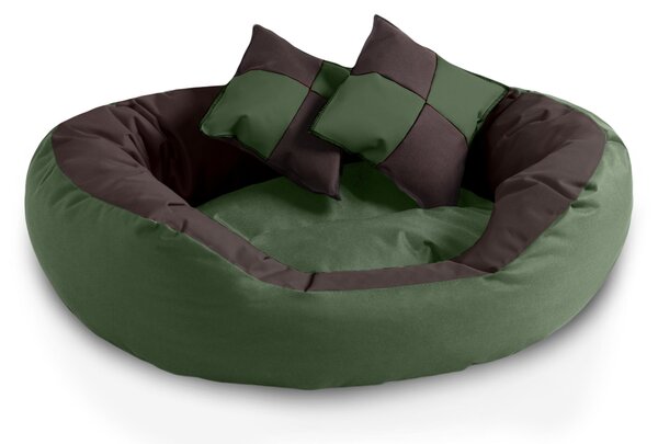 BedDog 4in1: cuccia per cani SABA, grande, lavabile, cuscino per cani, MYSTIC (marrone/verde), L