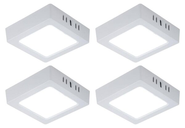 Set di 4 lampade da soffitto a LED, pannello montato in superficie, bianco freddo, L 12 cm