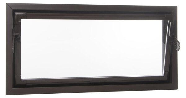 Finestra per locale di servizio ACO da 100 cm, a ribalta, isolante, marrone, per cantina; dimensioni: 100 x 80 cm
