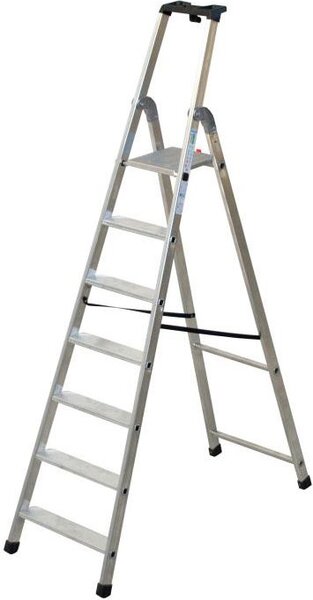 Scala In Alluminio Quadra En131 - 7 gradini cm.56x11,5x219h (159h pedana) kg.8,3