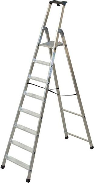 Scala In Alluminio Quadra En131 - 8 gradini cm59x11,5x242,5h (182,5h pedana) kg9,5