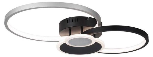 Lampada da soffitto a LED nera, design ad anello, L 58 cm