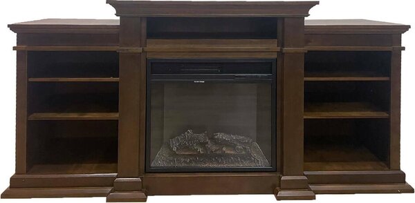 Dmora Camino Elettrico Aramengo 179x48x85h cm Marrone, Potenza 900/1800 w Superficie Riscaldabile 30 m2 Italy