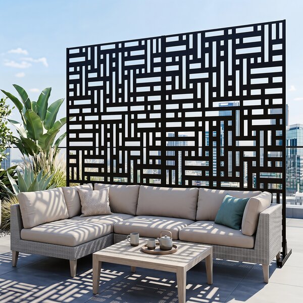 Costway Pannello decorativo esterno con motivi traforati resistente alle intemperie, Frangivista divisorio giardino e balcone 121 x 40 x 183 cm