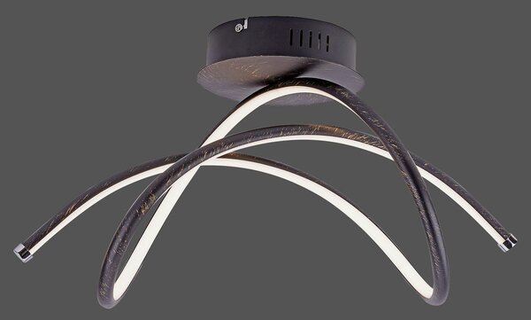 Plafoniera LED, curva, color ruggine, lunghezza 51 cm