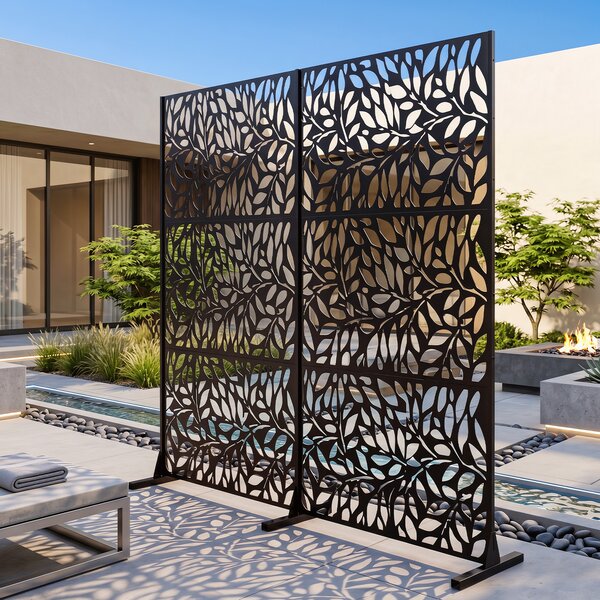 Costway Pannello decorativo esterno moderno in metallo traforato resistente, Schermo privacy frangivista per giardino e balcone