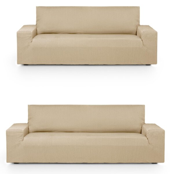 Set di copri divano elasticizzati per divano a 3 e 2 posti, color beige
