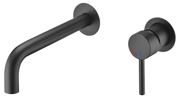 Miscelatore monocomando per lavabo da incasso, forma rotonda, finitura nera opaca