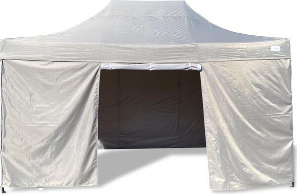 Gazebo pieghevole Grasekamp Modena 3x4,5m grigio incl. parti laterali - struttura extra robusta
