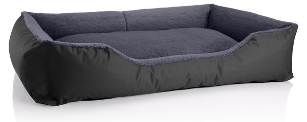 Letto per cani BedDog TEDDY, divano per cani lavabile con bordo e cuscino, THE-ROCK (nero/grigio), (XXL) ca. 120x85x23 cm