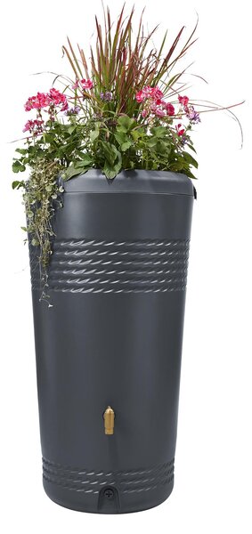 4rain MILO 2in1 serbatoio per pioggia 230 litri grigio grafite incl. ciotola per piante