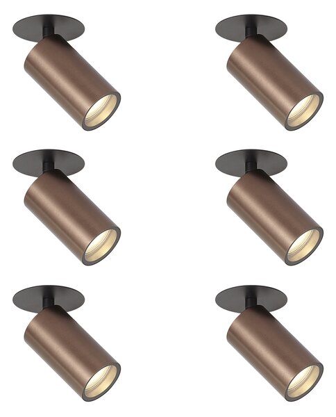 Set di 6 faretti da incasso moderni bronzo scuro GU10 50mm IP44 - Chels