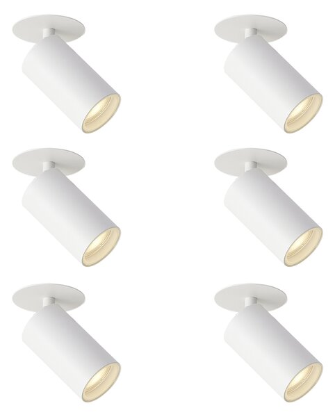 Set di 6 faretti da incasso moderni bianchi GU10 50mm IP44 - Chels