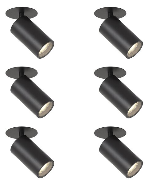 Set di 6 faretti da incasso moderni neri GU10 50mm IP44 - Chels