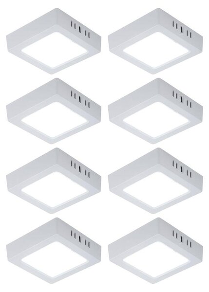 Set di 8 lampade da soffitto a LED, pannello montato in superficie, bianco freddo, L 12 cm