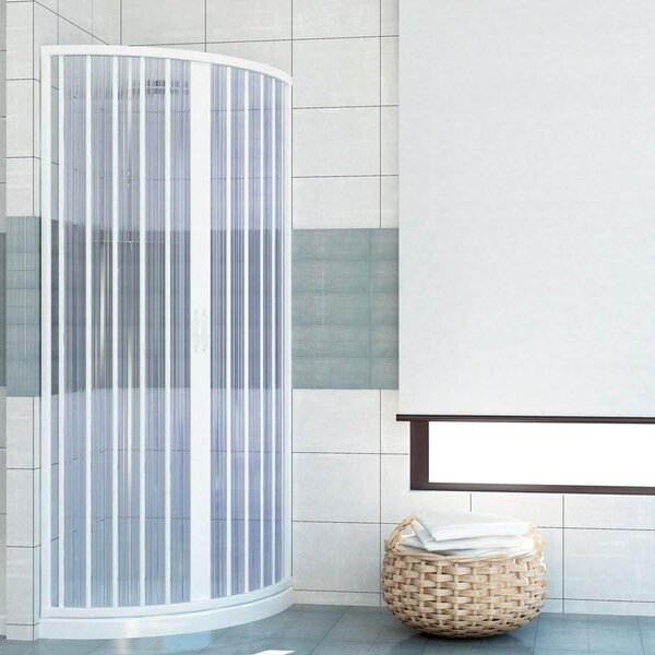 Box doccia semicircolare in PVC h185 cm con apertura centrale a soffietto - 80 cm