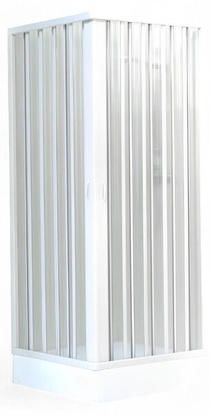 Box doccia bianco 2 lati a due ante con apertura angolare in PVC autoestinguente - 70/80x80/90 cm - H. 185
