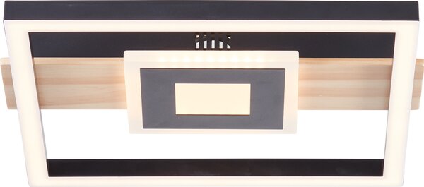 BRILLANTE plafoniera LED nero marrone Baldo | bianco caldo | 24 W 2600 lumen 3000 Kelvin | 30x28cm | accenti in legno