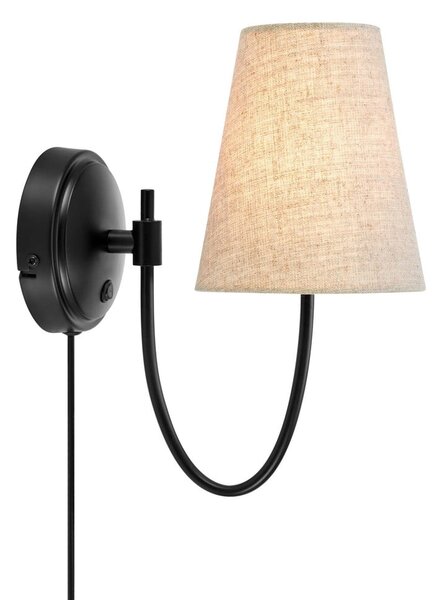Lampada da parete nera/beige con alimentazione a corrente Amar – Markslöjd