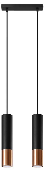 Lampada a sospensione LOOPEZ 2 nero/rame 2xGU10 10W acciaio 90x6x30cm Sollux Lighting
