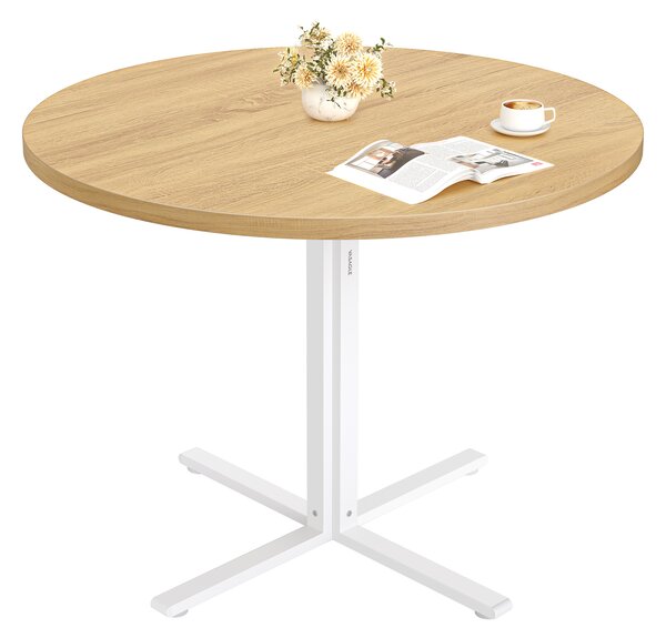 Tavolo da pranzo rotondo VASAGLE, tavolo da sala da pranzo, piccolo tavolo da cucina per 4 persone, stile rustico, superficie resistente all'acqua, 80 cm p, 74,8 cm h, per sala da pranzo