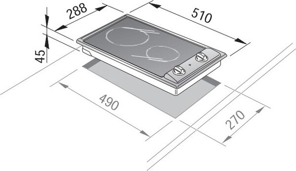 De Longhi Piano Cottura Elettrico 2 Fuochi da Incasso 30 cm in Vetroceramica colore Inox e Nero - AVI 23-2
