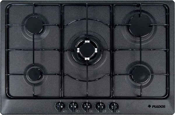 Plados Piano Cottura 5 Fuochi a Gas da Incasso (1 Bruciatore Tripla Corona) Larghezza 75 cm colore Black Matt UG70 - STAR75