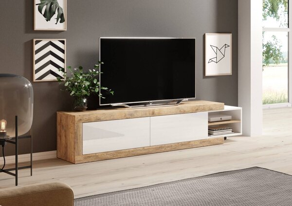 Tavolo TV KASPAR - rovere samdal / bianco