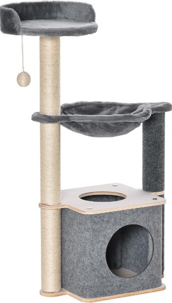 AllMyPets Tiragraffi per Gatti Albero Tiragraffi Multilivello Palestra per Gatti con Casetta Amaca Cuccia e Corde in Sisal 48x34x95cm Grigio - 359e