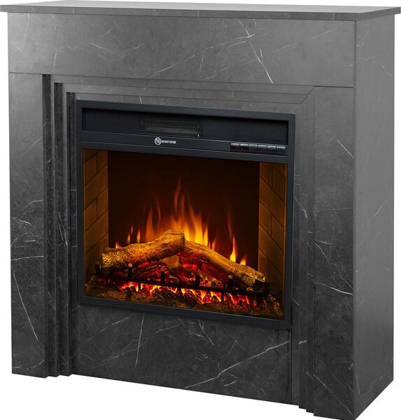Dmora Camino Elettrico Limbiate 96x35x96h cm Nero, Superficie Riscaldabile 30 m2 Potenza (kw) 0.9/1.8