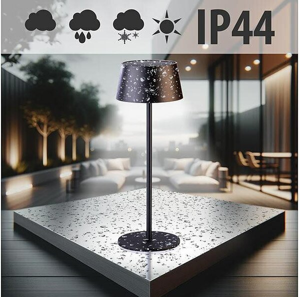 Lampada da tavolo SOLAR per esterni e interni, luce LED calda, 200lm, 8 ore di durata della luce dopo la carica completa, oscuramento in 3 fasi, impugnatura in silicone beige oro