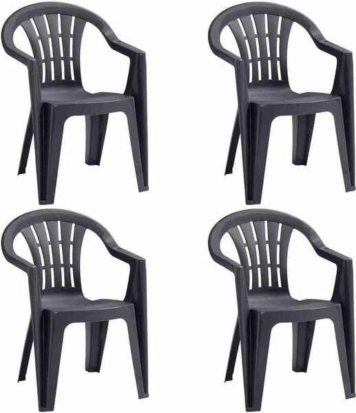 JARDIN Cuba SET 4x sedie impilabili in plastica grafite N01364