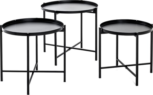 Set di 3 tavolini HAKU - Metallo, L/A/P: 39/43/48 x 37/40/43 x 39/43/48 cm