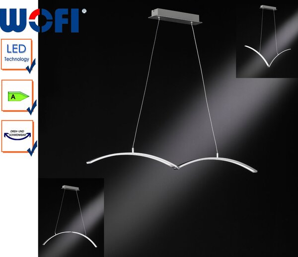Lampada a sospensione Wofi, a 2 luci. Modello: Banks - Anodizzata color nichel, 7404.02.76.0000