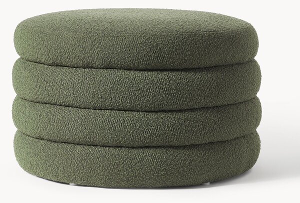 Pouf imbottito XL in bouclé con vano contenitore Alto