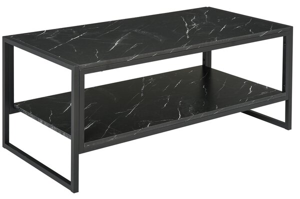 HOMCOM Tavolino in stile moderno con 2 ripiani, 106 x 50 x 47 cm, nero