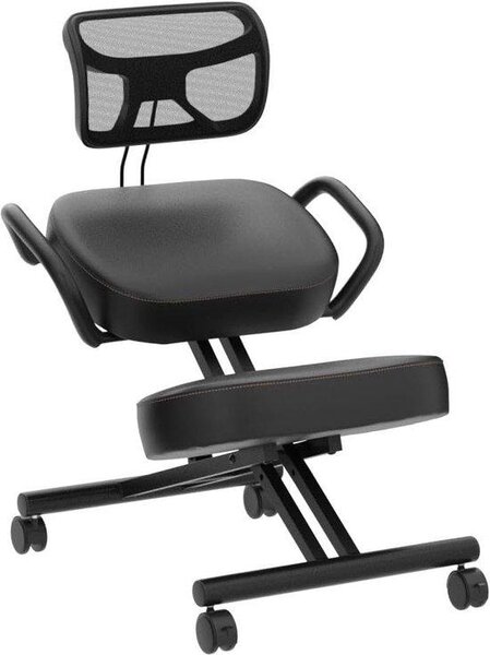 Sedia da ufficio ergonomica - Correzione della postura e della schiena - Sedia da ufficio regolabile - Design confortevole - Nero