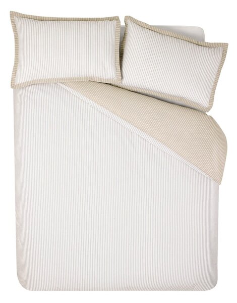 Set copripiumino e federa bianco e beige per letto singolo 135x200 cm Oxford Pinstripe – Catherine Lansfield