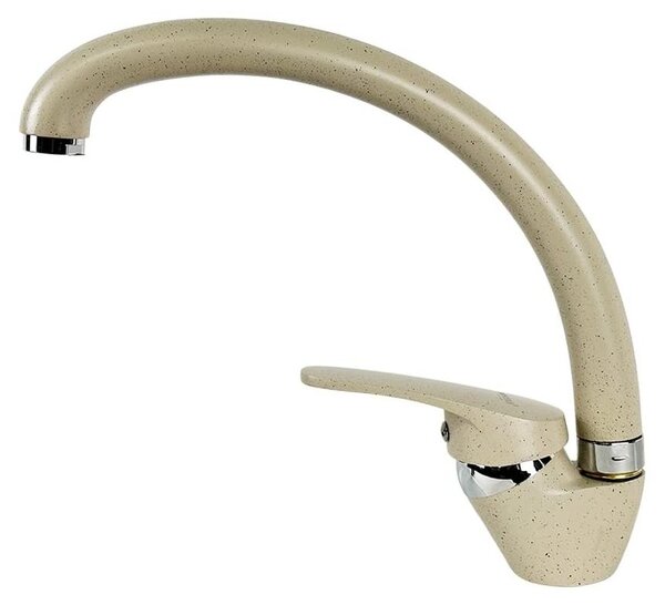 Rubinetto da cucina con canna alta e una sola leva, color beige