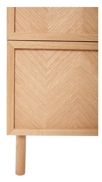 Comodino in legno di quercia naturale con motivo a spina di pesce Herringbone - Hübsch